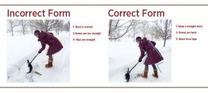 Correct vs incorrect form for shoveling