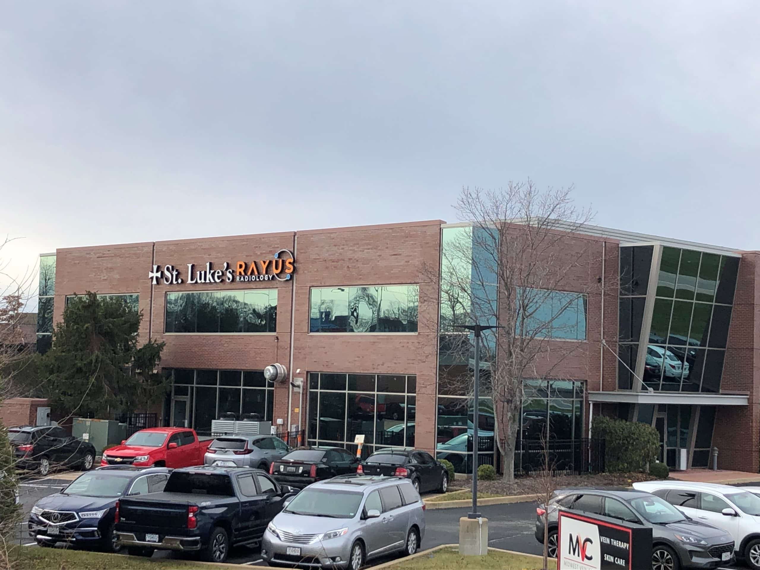 RAYUS Radiology diagnostic imaging center in 6 McBride and Son Center Dr., Suite 101, Chesterfield, MO 63005 brick and glass building