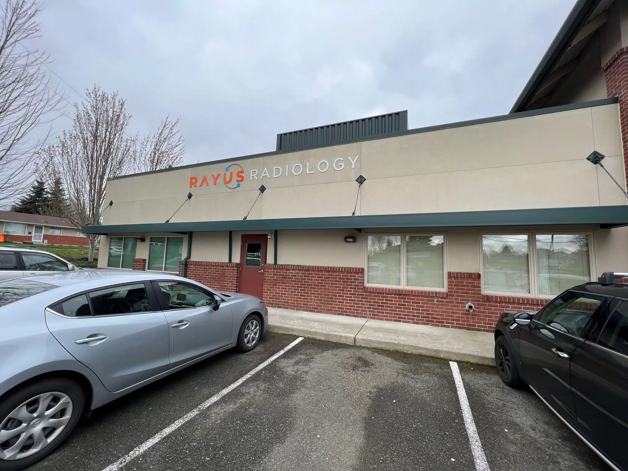 RAYUS Radiology diagnostic imaging center in 3131 Nassau St., Suite 102, Everett, WA 98201 cream and brick building