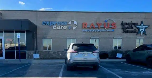 RAYUS Radiology diagnostic imaging center in 8607 E. US Hwy. 36, Suite 200, Avon, IN 46123 next to express care